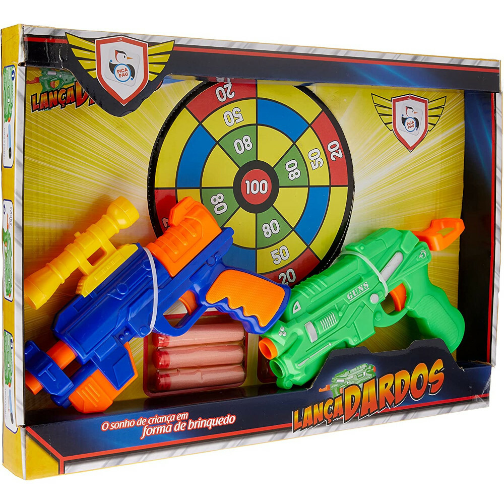 Super Lançador Com 26 Dardos Pica Pau Brinquedo Presente Crianças +7 Anos