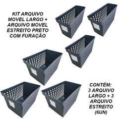 KIT ARQUIVO MOVEL LARGO + ESTREITO PRETO (6UN) - ORDENE - comprar online