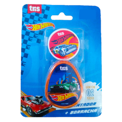 KIT APONTADOR BORRACHA HOT WHEELS - TRIS