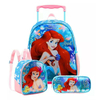 KIT MOCHILA RODINHA LANCHEIRA ESTOJO PRINCESA ARIEL -XERYUS