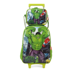 KIT MOCHILA RODINHA LANCHEIRA HULK MARVEL - LUXCEL