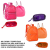 MOCHILA NEON TRANSPARENTE COM ESTOJO SORTIDO - CLIO