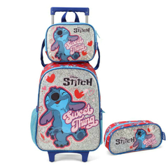 KIT MOCHILA RODINHA LANCHEIRA ESTOJO STITCH - LUXCEL - Mei-Mei Papelaria - Sempre Presente com Você