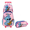 KIT MOCHILA RODINHA LANCHEIRA ESTOJO STITCH - LUXCEL