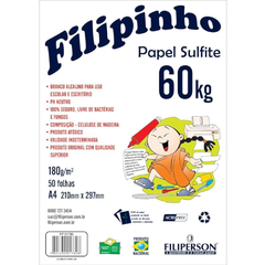 PAPEL SULFITE A4 50 FOLHAS 180g FILIPINHO 10UN - FILIPERSON