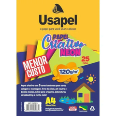 PAPEL CRIATIVO KIT 120G NEON 5UN E COLORIDO A4 5UN - USAPEL - comprar online