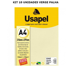 PAPEL VERGE A4 180G 50 FOLHAS PALHA USAPEL KIT 10 PACOTES