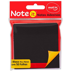 RECADO ADESIVO 76X76 50F PRETO - MOLIN