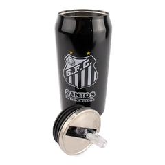 COPO TERMICO SANTOS FC 330ML COM CANUDO MODELO LATA - MILENO - comprar online