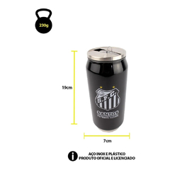 COPO TERMICO SANTOS FC 330ML COM CANUDO MODELO LATA - MILENO na internet