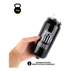 COPO TERMICO SANTOS FC 330ML COM CANUDO MODELO LATA - MILENO - Mei-Mei Papelaria - Sempre Presente com Você