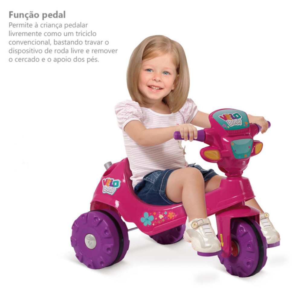 Triciclo Infantil Velo Baby com Empurrador - Bandeirante