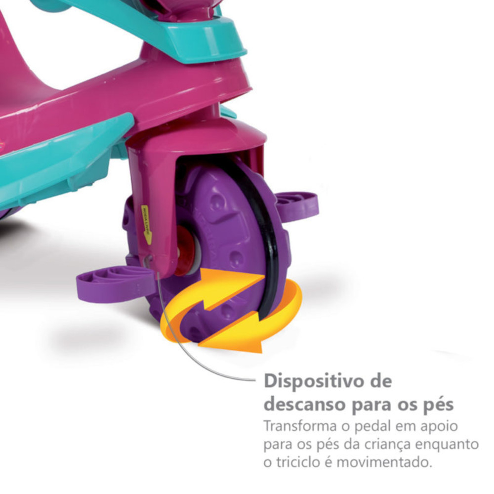 Triciclo Infantil Bandeirante Velobaby de Pedal com Empurrador