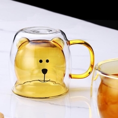 Taza Doble Vidrio Oso Color 280ml en internet