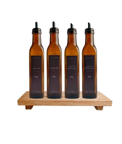 SET X4 ACEITEROS 250ML CUADRADOS ÁMBAR