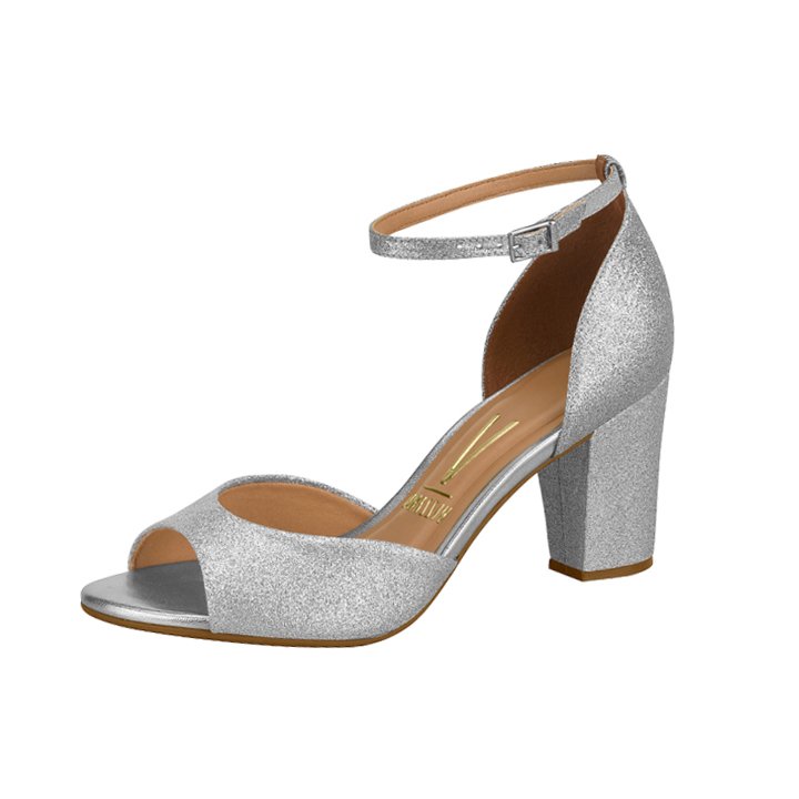 Sandalia Vizzano Glitter Plata pulsera acolchada