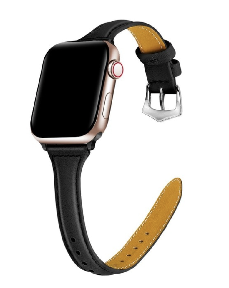 Pulseira de couro padrão lichia para Apple Watch, Slim Band