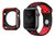 Pulseira Furos + Case Preto Vermelho Compatível com Apple Watch