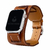 Pulseira Couro Bracelete Cuff 2 em 1 Marrom Compatível com Apple Watch