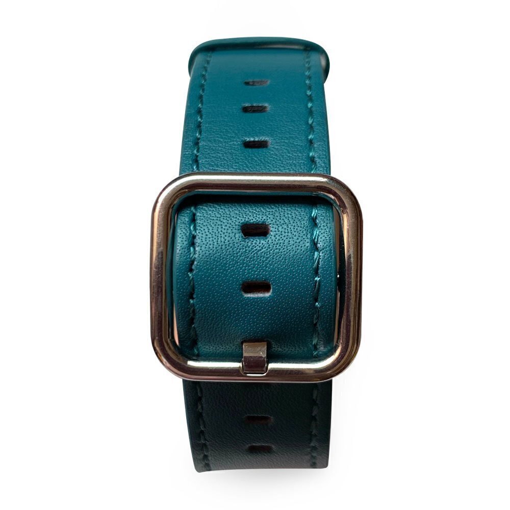 Pulseira Couro Fecho Classico Turquesa