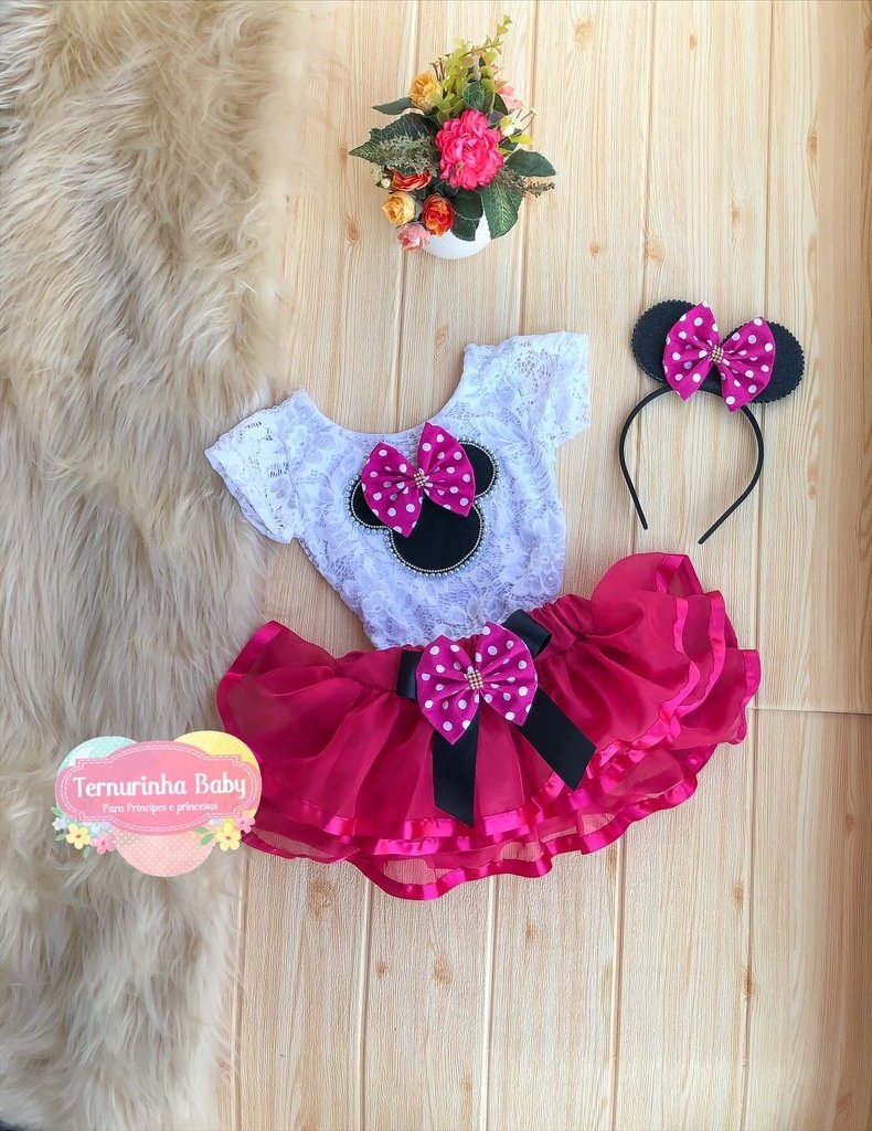 Roupa da sales minnie bebê rosa