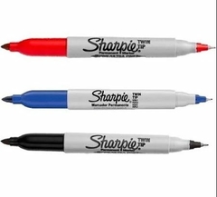 MARCADOR PERMANENTE SHARPIE TWIN TIP PT / AZ / VM BL C/3 UN - comprar online