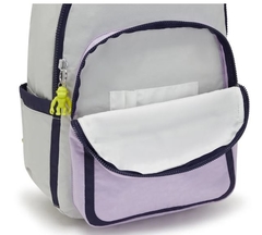 MOCHILA KIPLING SEOUL ESTAMPADO GREY LILAC BL - loja online