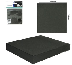 BLOCO ANOTACOES 7,5X7,5CM 100 FOLHAS PRETO