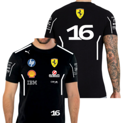 Remera Scuderia Ferrari Charles Leclerc 16 2025 F1 Black - comprar online