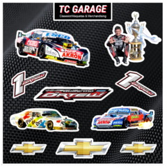 Plancha Stickers TC Guillermo Ortelli 7 veces campeón Chevrolet
