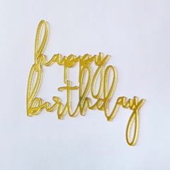 Topo de Bolo Acrilico Espelhado Happy Birthday - 12x13cm - comprar online