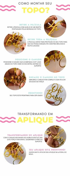 Topo de Bolo Acrilico Espelhado Happy Birthday Redondo - 12cm na internet