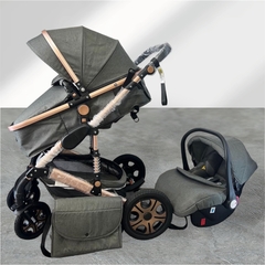 PRONTA ENTREGA - Carrinho de bebê Travel System 3 em 1 - Cinza