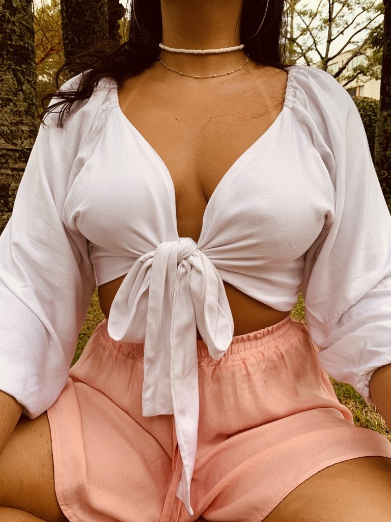 Blusa Cropped Amarração Branca - Comprar em Tropicale