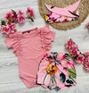 Conjunto Britney Rosa (Body + Short + Moño)