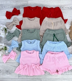 Conjunto Amanda Rosa (Musculosa c/ Moños + Short + Vincha) - comprar online