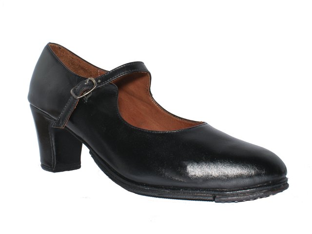 ZAPATO DE BAILE FLAMENCO CUERO NEGRO - MON CHERI