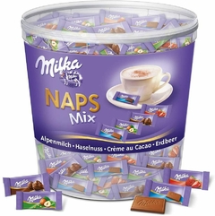 Chocolate Milka Mini Naps Mix 1000g Pote Com 207 Unidades