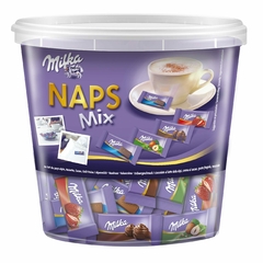 Chocolate Milka Mini Naps Mix 1000g Pote Com 207 Unidades na internet
