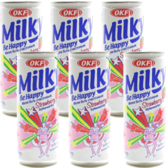 6 Bebida Gaseificada Milky Be Happy Stramberry Okf Coreia