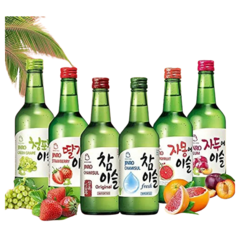 Kit 3 Sabores De Soju + Copo - Bebida Destilada Coreana Sochu Sabores sortidos