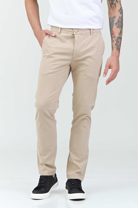 Pantalón chino Slim de gabardina Beige