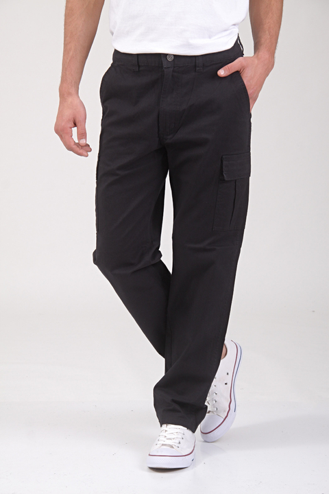 Pantalón cargo de gabardina Negro