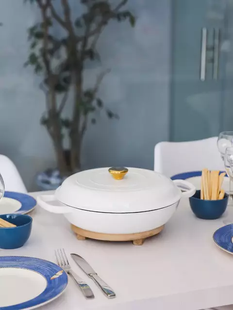 Paellera Olla Hierro Enlozado Blanca 30 Cm FEUER