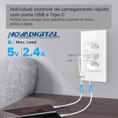 Tomada Inteligente Wi-Fi 4x2 com USB e USB-C Nova Digital Tuya