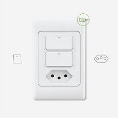 Interruptor 2 Botões com Tomada Inteligente Tuya 4x2 de Embutir agl na internet
