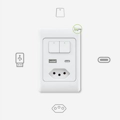 Interruptor com Tomada Inteligente + USB-A e USB-C Tuya 4x2 de Embutir - comprar online
