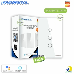 Interruptor Touch Wi-Fi 03 Botões Branco LITE-S Novadigital Tuya