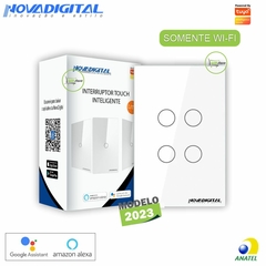 Interruptor Touch Wi-Fi 04 Botões Branco LITE-S Novadigital Tuya