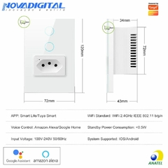 Interruptor Touch 1 Botão Preto com Tomada Nova Digital - Tuya - comprar online